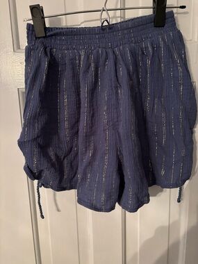 Aerie Blue Metallic-Stripe Women's Elastic Waist Shorts